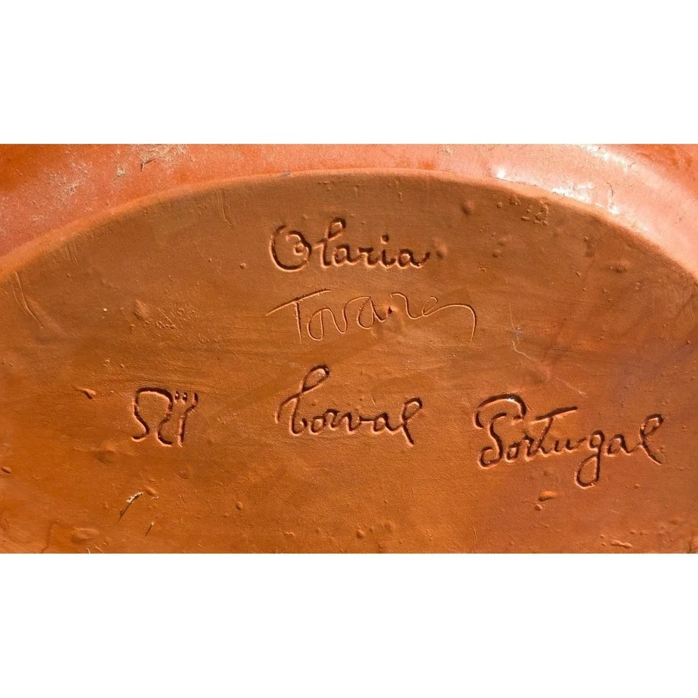 VTG Ovaria Ovar Portugal Hand Painted Pottery Platter‎ Farmer Scene 13x10 Oval